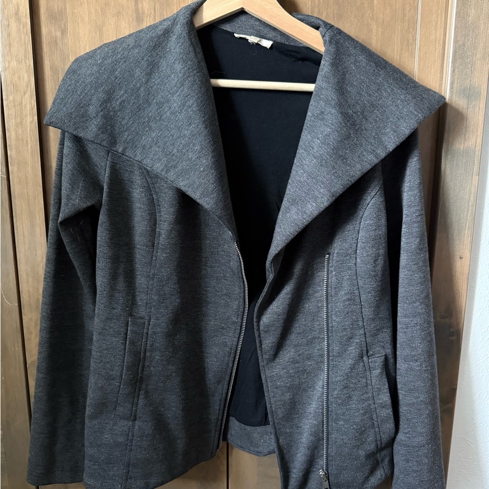 Mystree Gray Blazer Modern Knit Open-Front